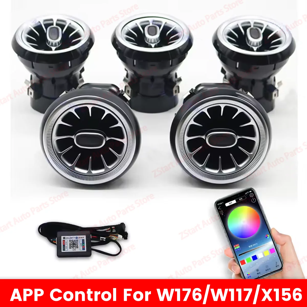 256 kleuren LED Vent Voor Mercedes Benz W205 x253 W213 W177 W118 W117 W176 X156 W222 APP Controles Air vent Nozzle Omgevingslicht