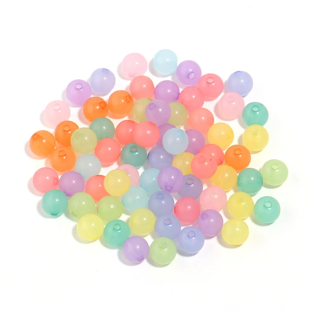 200/500 قطعة لون الحلوى الاكريليك الخرز 4/6/8 مللي متر الجولة فضفاض خرزة مباعدة لصنع المجوهرات سوار يدوي الصنع قلادة اكسسوارات #6