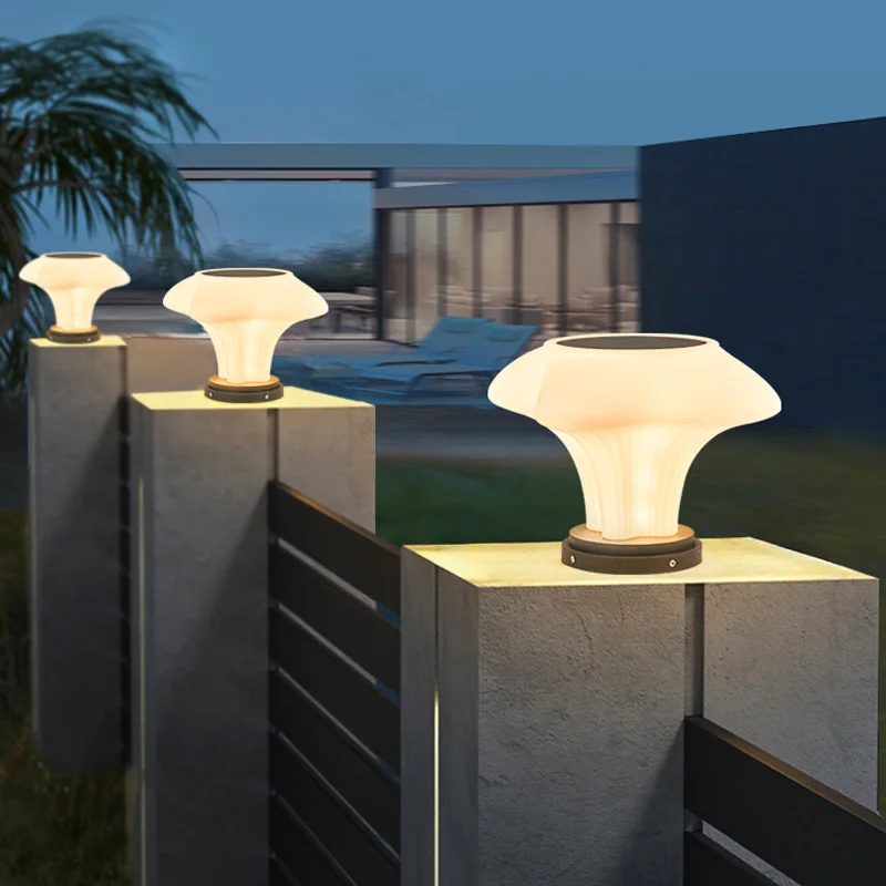 Lampada solare stigma Lampada da palo per cancello esterno per villa Nuovo cortile cinese