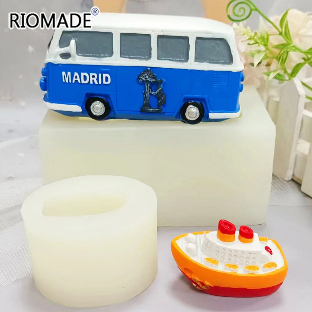 3d Simulation Car Bus Taxi Boat  Cake Decoration Baking Supplies Simple Style Diy Resin Aromatic Silicone Mold