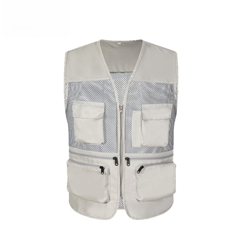 Breathable Mesh Multi-Pocket Vest Outdoor Photography Fishing Reporter Volunteer Utility Waistcoat