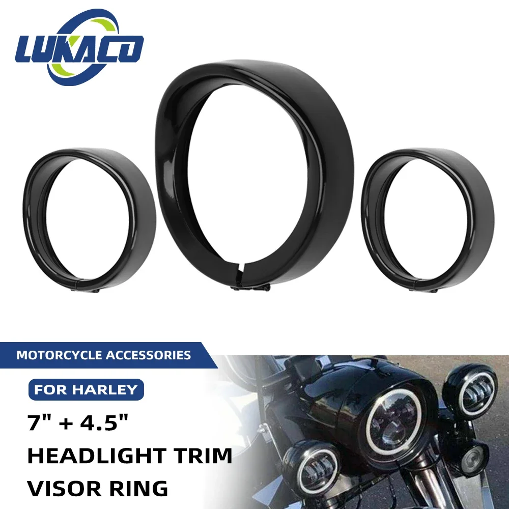 

Gloss Black 7 inch Headlight Headlamp Trim Ring 4.5 inch Fog Light Trim Ring For Harley Touring Road King Electra Glide Softail