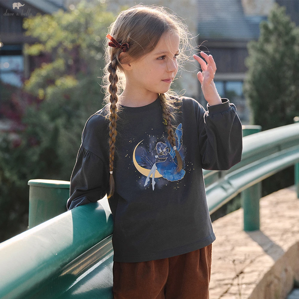 

Dave Bella Spring Autumn Girls Long Sleeve T-Shirt Children Printed Top Undershirt Casual Sweet Outdoor Party Clothes DK1260329