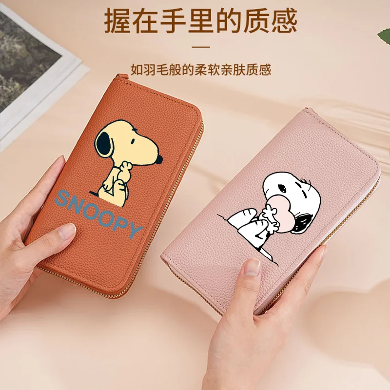 

Сумка Snoopys, большая вместительная сумка с несколькими отделениями для карт, кошелек на молнии, женская модная сумка с героями мультфильмов и аниме, сумка для денег, подарок на день рождения