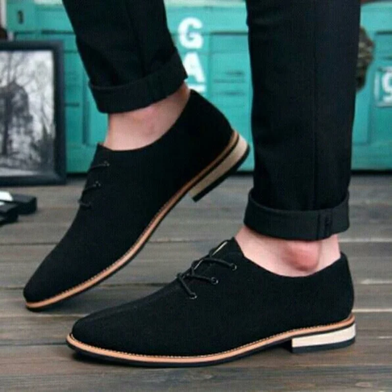 

Black Shallow Lace Up Men Shoes Men's Dress Shoes Leather Pumps High Quality Party Shoes Fashion Big Size 48 Zapatillas Mujer