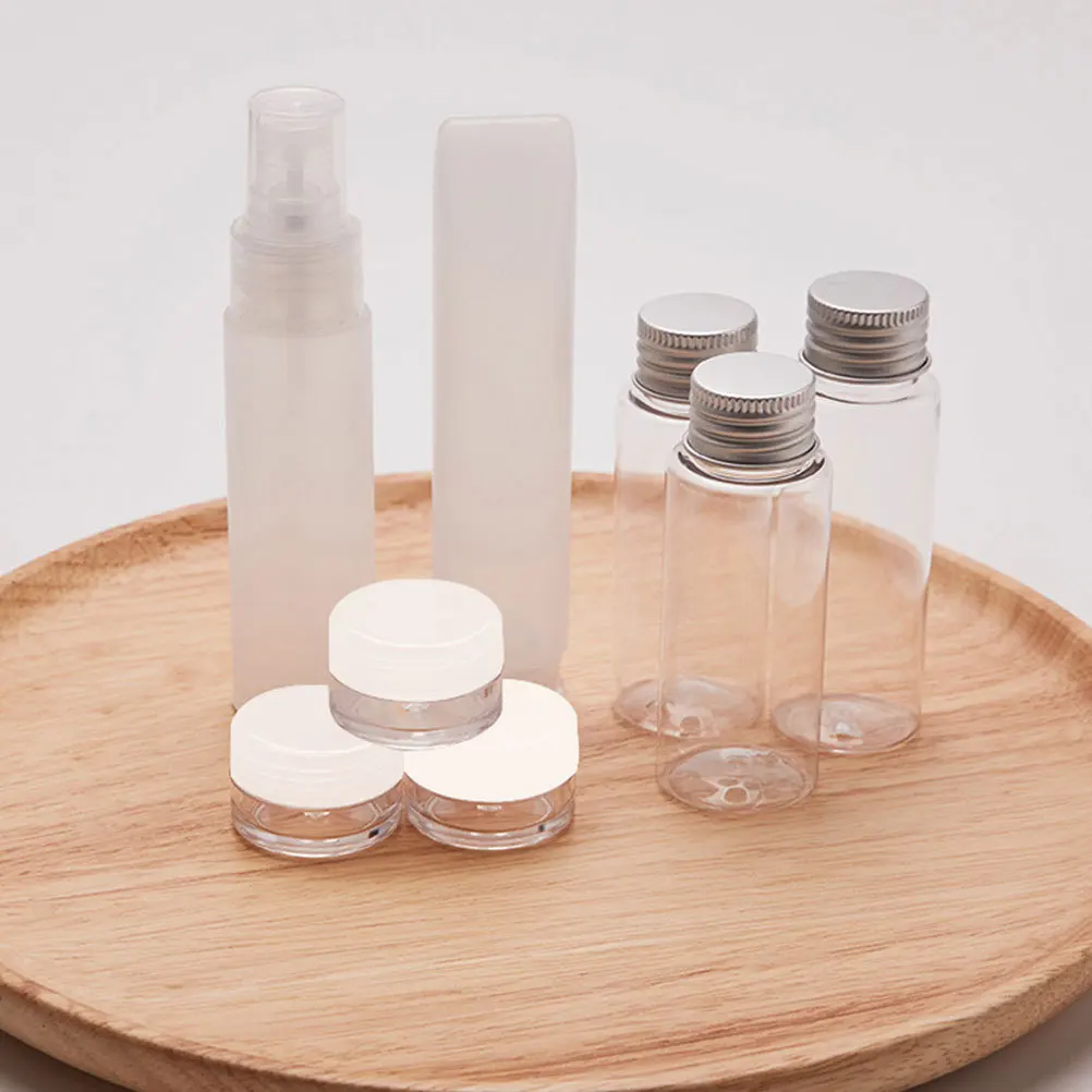 

1 Set/8 Pcs Dispense Bottle Plastic Small Container Cream Lotion Liquid Water Holder Empty Bottle with Zipper Storage Bag for Ho