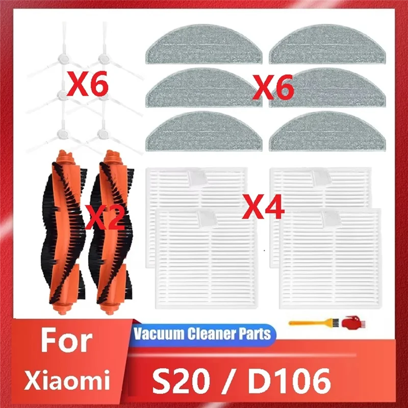 N83R Compatible For Xiaomi Robot Vacuum S20 / D106 S20 Replacement Parts Mop Hepa Filter