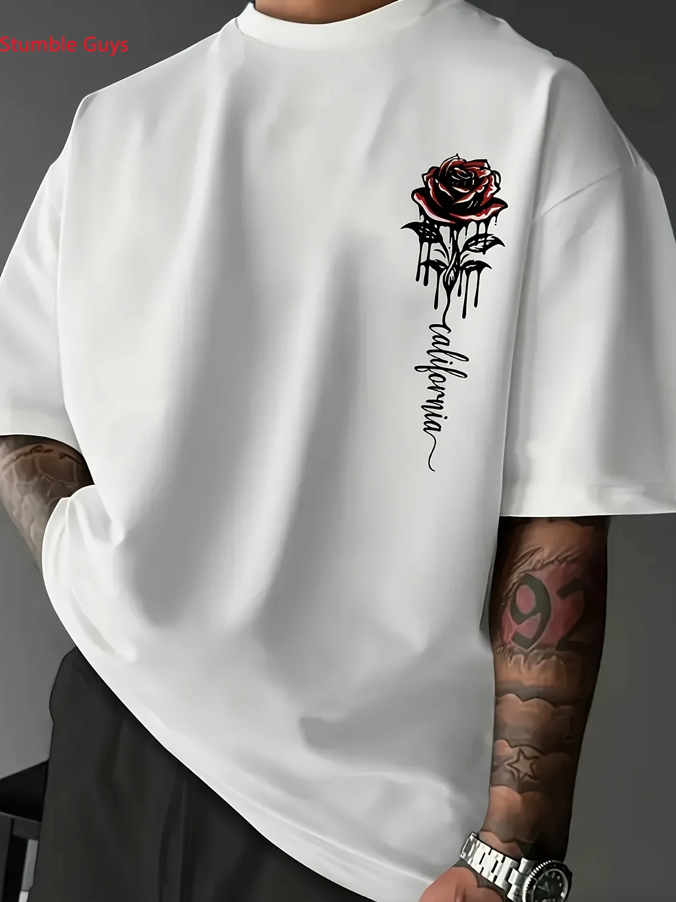 Sommer Herren Street Sport T-Shirt Mode Lässig Locker Kurzarm Atmungsaktiv Schnelltrocknend Bedrucktes Jersey Sportbekleidung