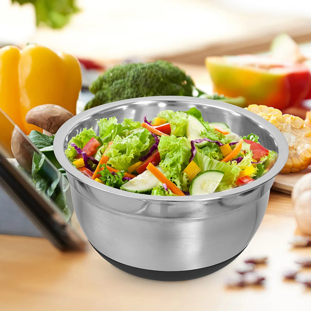 

Stainless Steel Salad Bowl Large Mixing Bowls for Kitchen Flat Bottom Basin Metal Baking Stainless Steel Bowls Easy Clean Wide
