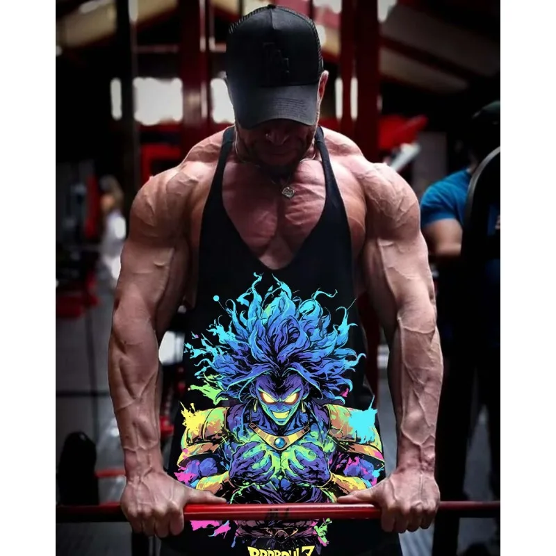 Dragon Ball-Chaleco de gimnasio estilo Cyberpunk para hombre, camisa sin mangas personalizada para fiesta, camiseta sin mangas holgada y transpirable de secado rápido DBZ