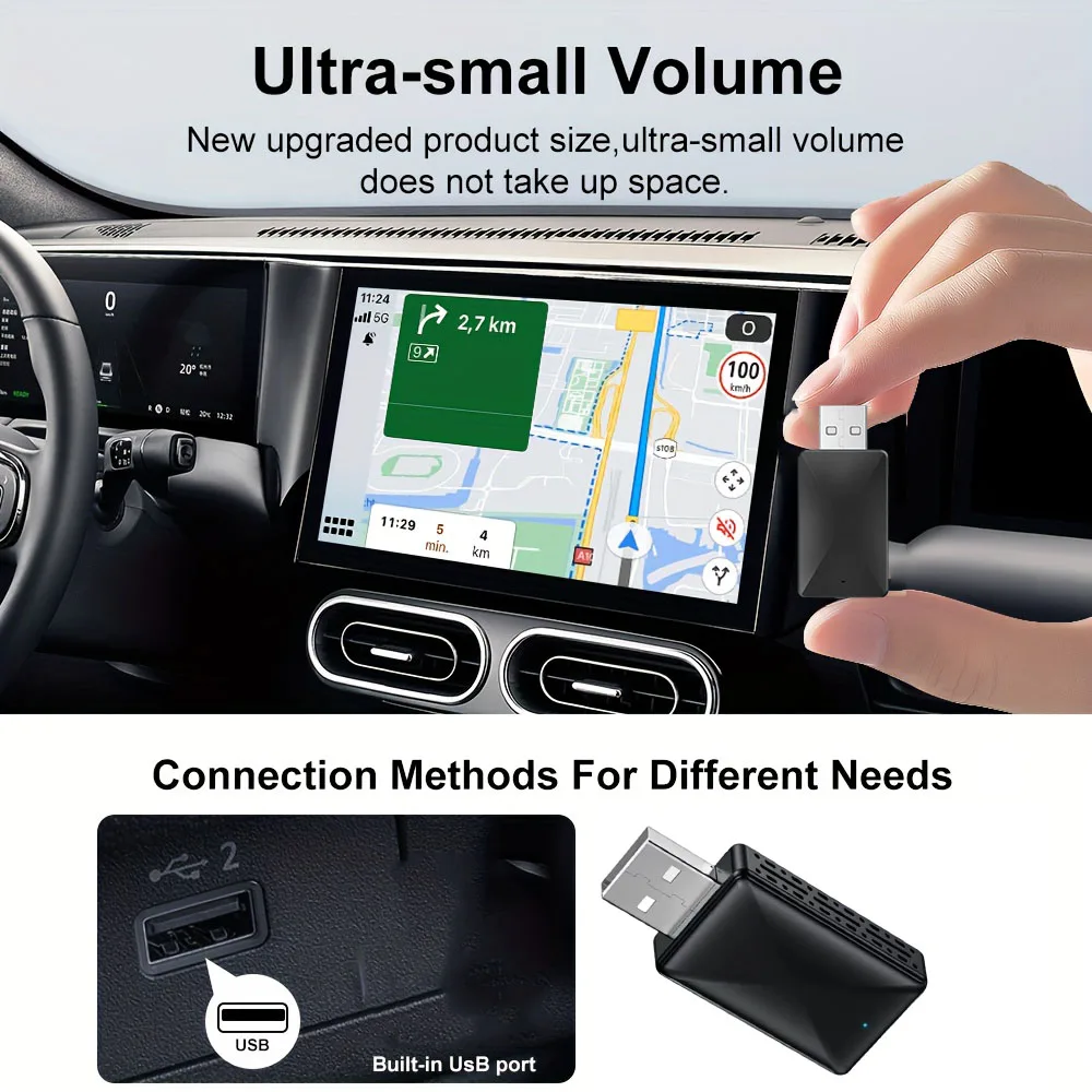 

Новый беспроводной адаптер CarPlay и Android Auto 2-в-1 Smart Mini Box с Wi-Fi и Bluetooth для Toyota, Volvo, Benz (модель 2026 года)