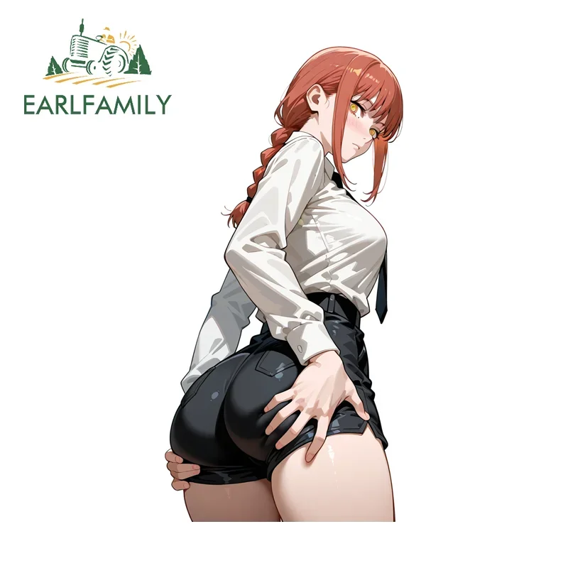 EARLFAMILY Cool Makima Hands Supporting Buttocks Car Stickers Vinyl Waterproof Refrigerator Decal Creative Scratch-Proof Decor