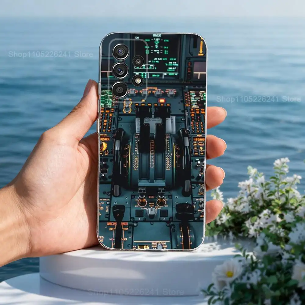 Instrumentos de arte de aviação para Samsung A30,71,51, S9,10,20, Ultra, S22,23,21,PIus,FE,Lite, Transparente, Capa de silicone