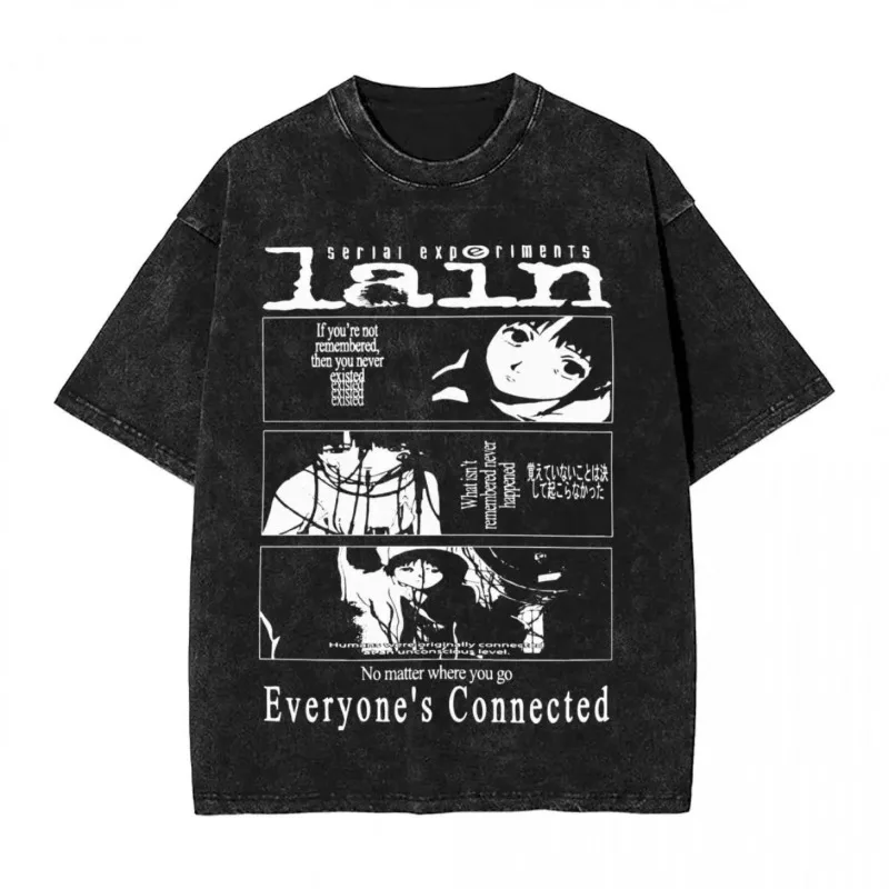 Classic T-Shirt Featuring Serial Experiments Lain,  Perfect for Harajuku Style. Novelty Streetwear with Graphic Prints.