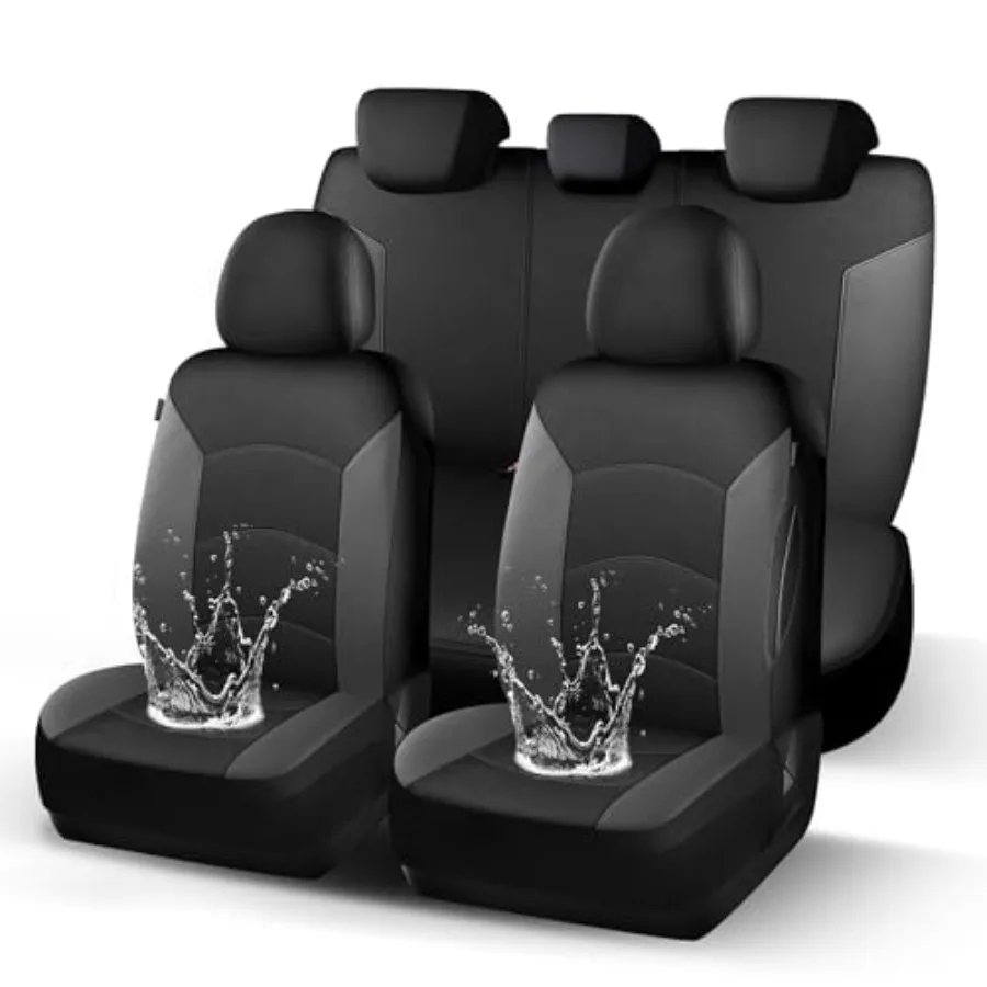 

Waterproof Neoprene EVA Car Seat Covers Full Set Durable Anti-Slip Airbag Compatible Universal for Most Sedans SUVs Trucks Blac