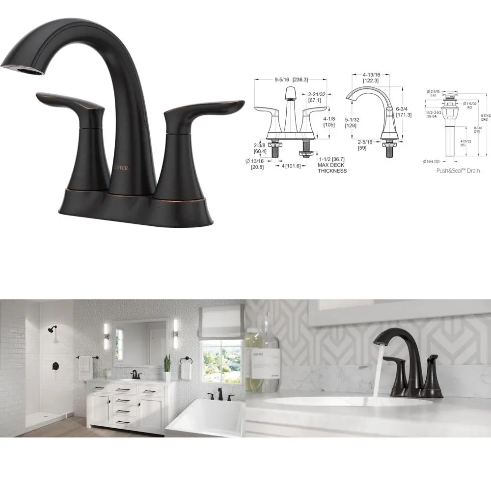 

Two-Handle 3-Hole Centerset Bathroom Sink Faucet, 4-Inch Centers, NSF Certified, Tuscan Bronze Finish, Premium Quality