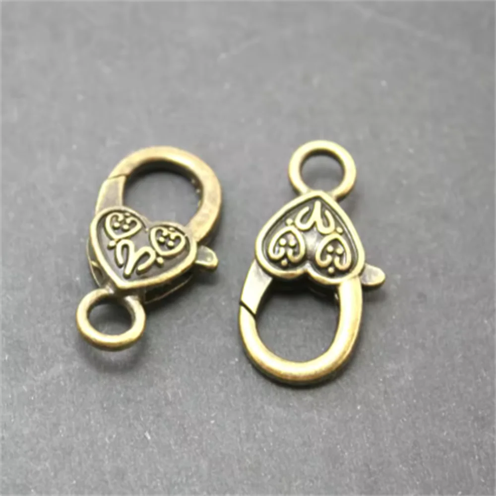 New Style 6pcs/lot Antique Bronze Plated Heart Lobster Clasp 14*27mm for Jewelry Making FKA004-77