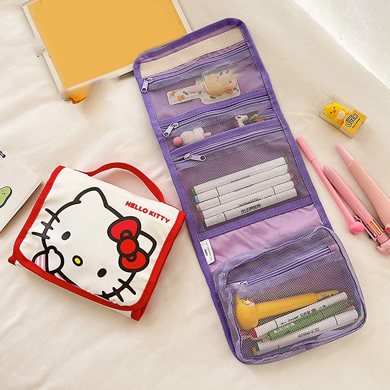 

Sanrio Large Capacity Folding Cartoon Makeup Bag Cute Kt Cat Travel Portable Cosmetics Brush Storage Bag Toiletries Organizer