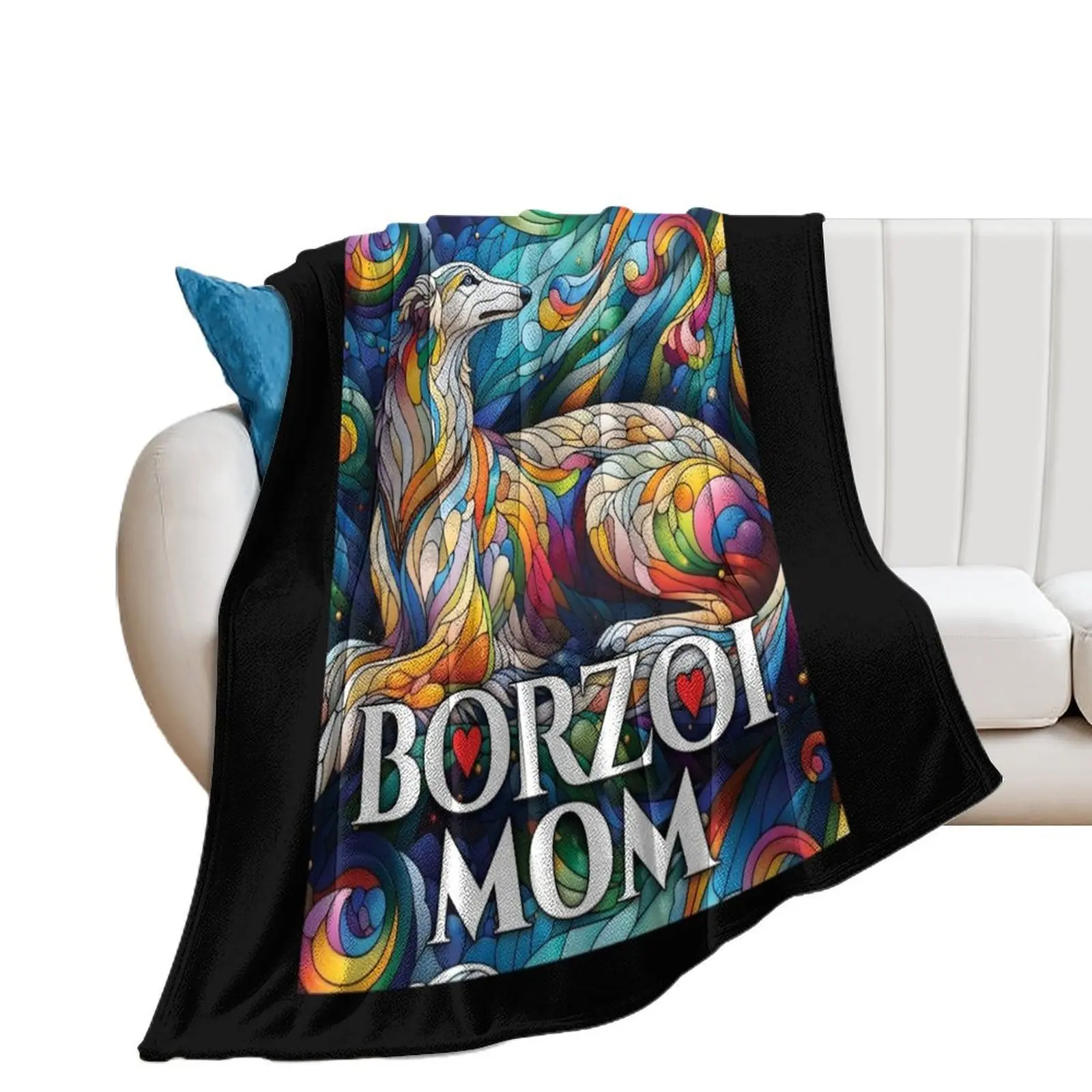 Borzoi mom, stained glass. I love borzois. Throw Blanket Thin blankets and throws Camping Blankets