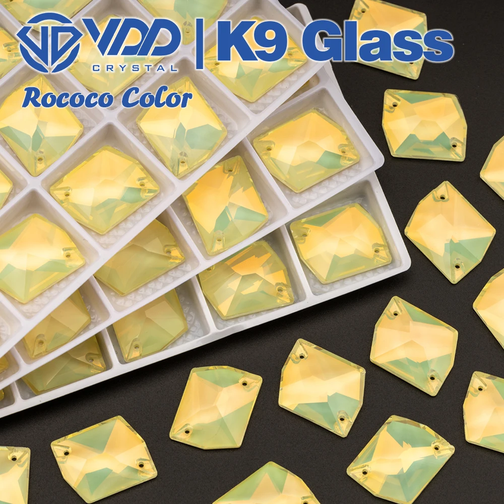 VDD 17x21mm Cosmic Rococo-L.Yellow K9 Glas-Nähsteine zum Aufnähen, AAAAA Kristall-Flachsteine für Bastelarbeiten, Kleidungsdekoration – Detail 4