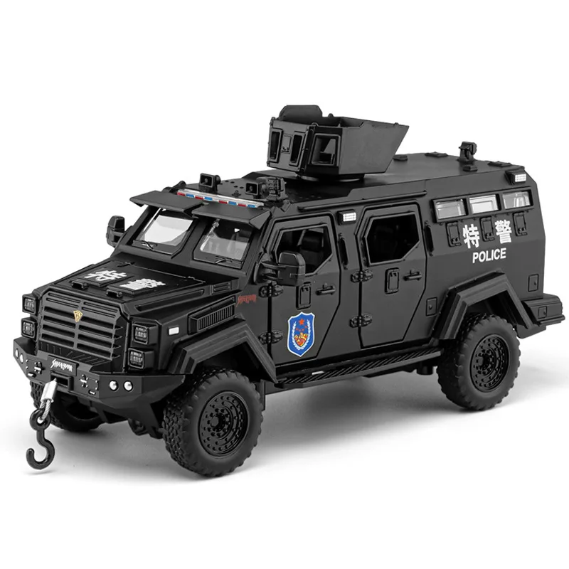 Modèle de voiture blindée Conqueror Sabertooth à l'échelle 1:32, jouet en alliage moulé sous pression, portes ouvrables, son et lumière, modèles de véhicules tout-terrain