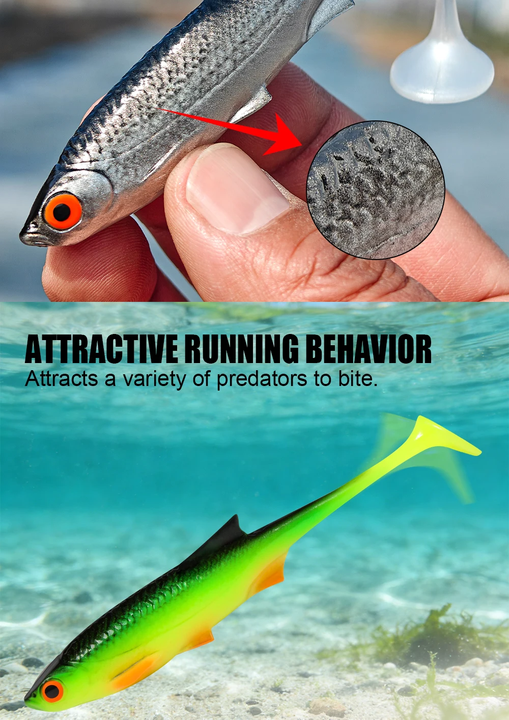 Hinweis Shad Bionic Soft Fishing Lure 11cm 8g Paddle Tail Swimbait Handgefertigter Köder Realistischer Köderfisch für Barsch, Hecht, Forelle, Raubfische – Detail 4