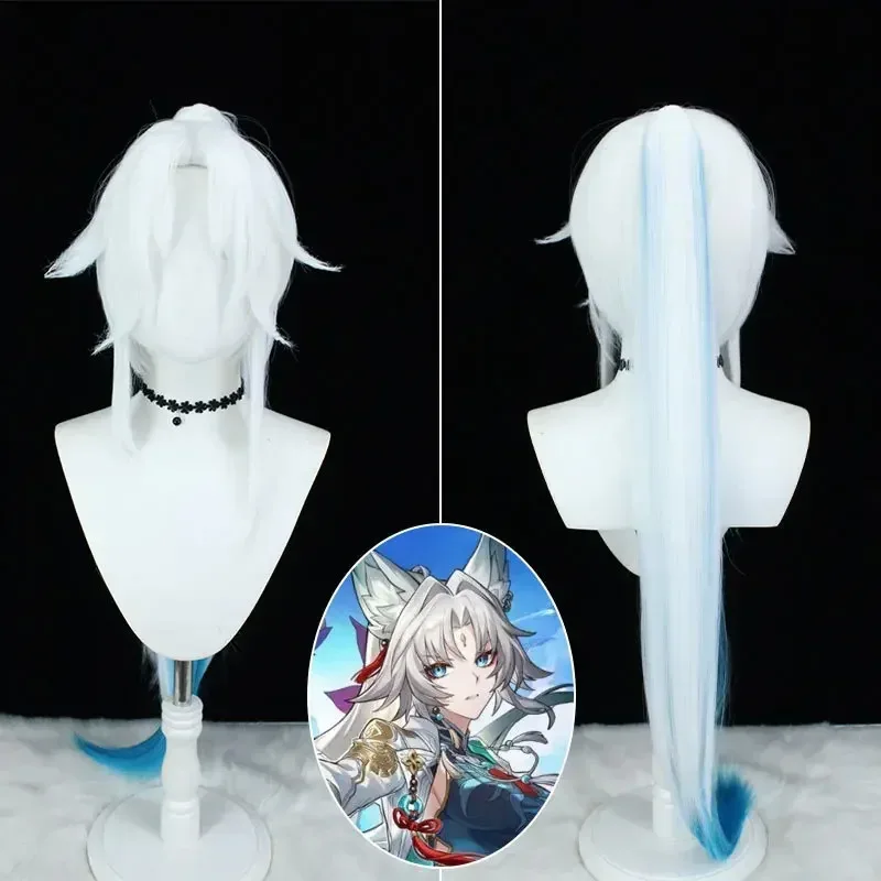 

Game Anime Honkai Star Rail Feixiao Cosplay Wig Gray Blue Long Hair The Xianzhou Yaoqing The Great General Halloween Party Props
