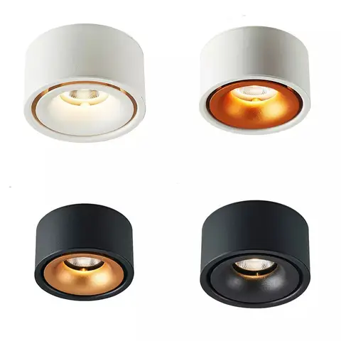 Round Light  Led COB Ceiling Spotlight 9W/12W Lliving Room Surface Mounted Lampa Downlight AC110V 220V Spot