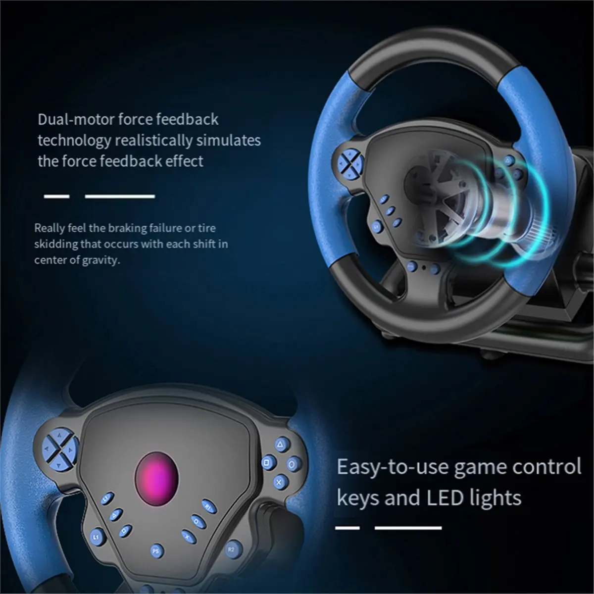 CH◆☆§For Game Steering Wheel Racing Game Steering Wheel 4-in-1 Steering Wheel Supports for PC/Android/~HOT SALE