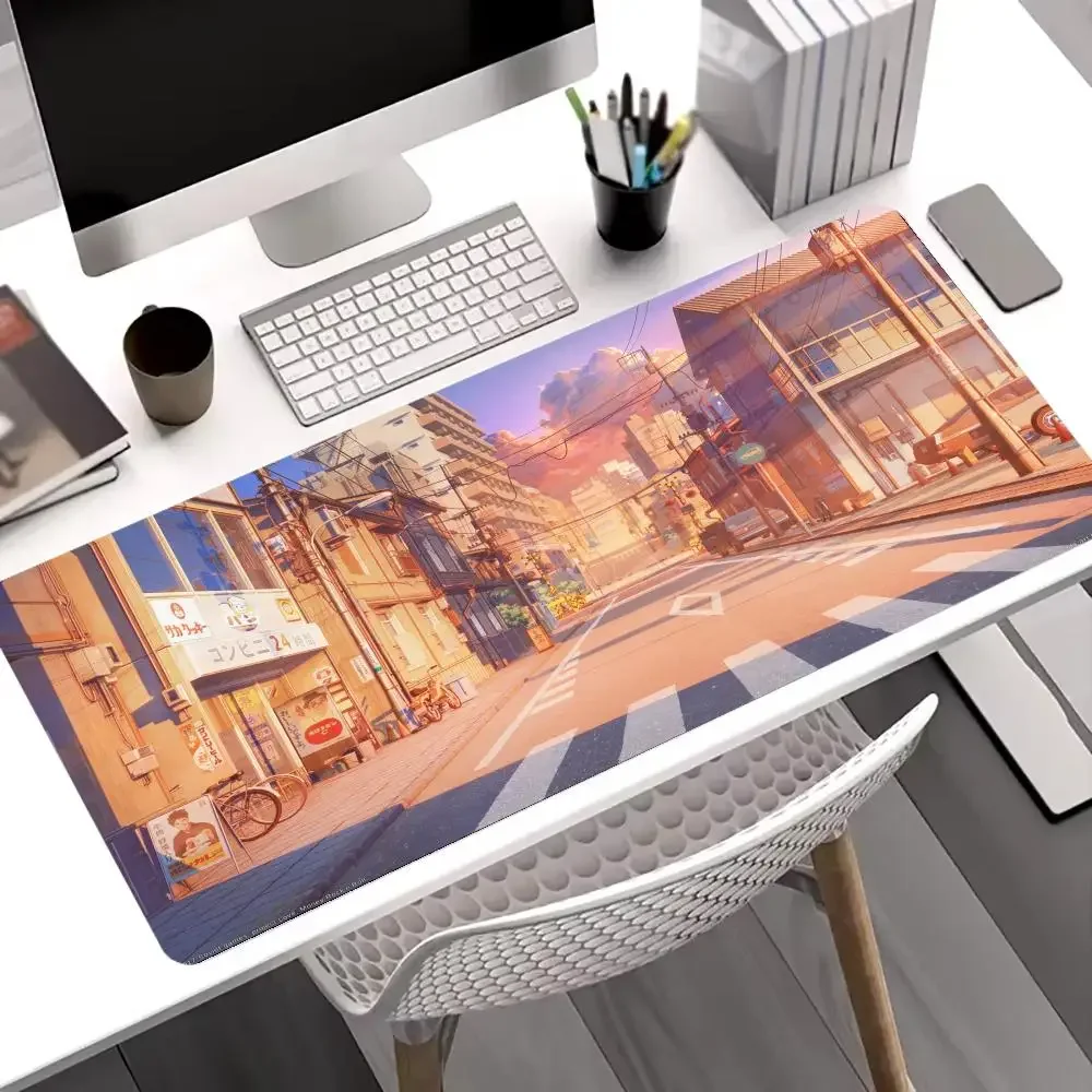 Extended Mousepad Oversized Mouse Pad Japanese Street Architecture Aesthetic Gaming Rug Large Keyboard Desk Accessory Game Rug