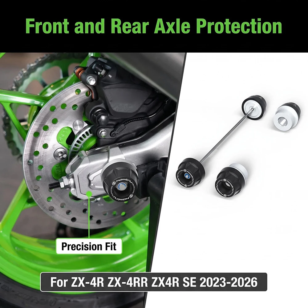 For Kawasaki ZX-4R ZX-4RR ZX4R SE 2023-2026 Front Rear wheel Spindle Crash Protection