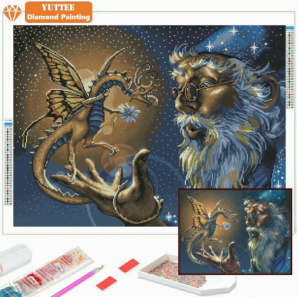 

Butterfly Dragons and Elder 5D DIY Diamond Painting Mosaic Full Square Round Cross Stitch Embroidery Art Rhinestones Home Decor