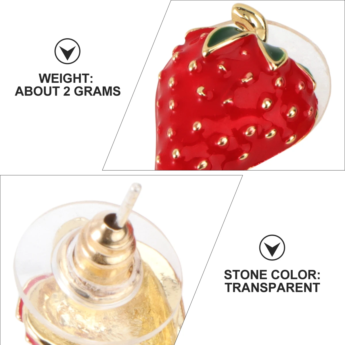 

2pcs Strawberry Stud Earrings Fashionable Zircon Bridesmaid Silver Plated Stones Graduation Gift Wedding Accessories