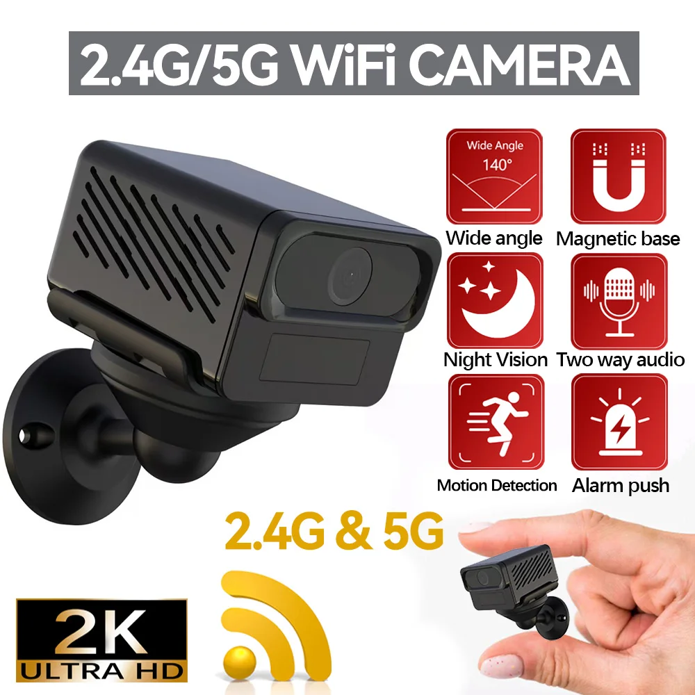 Tuya 2K Wifi Camera 2.4G&5G Surveillance Camera Built-in Battery PIR Motion Detection Night Vision Two Way Audio Security Camera