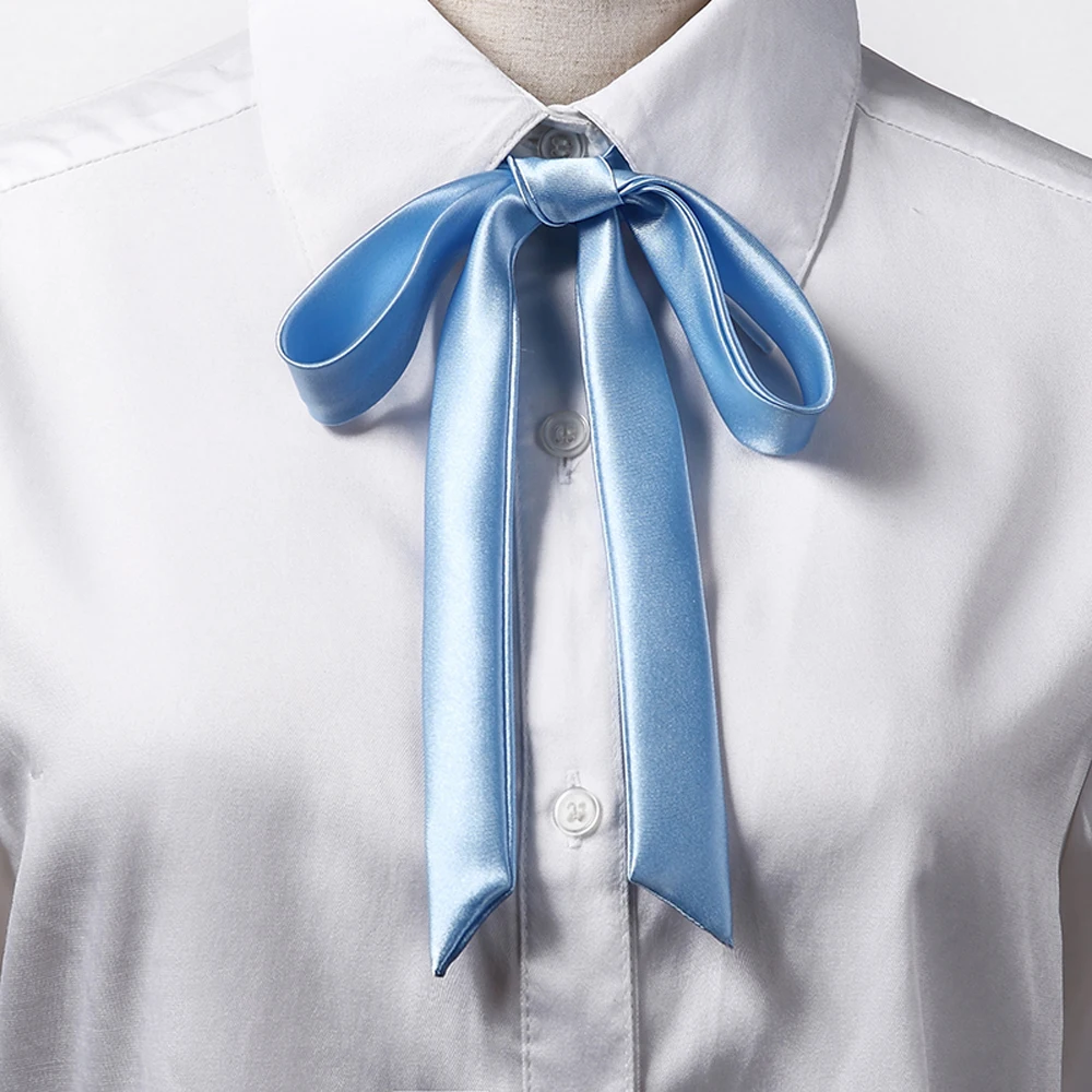 Thin Satin Bowtie Solid Color Simple Shirt Uniform Accessory Girl Ornaments Student Bowtie Vintage Elegant Ribbon Knot