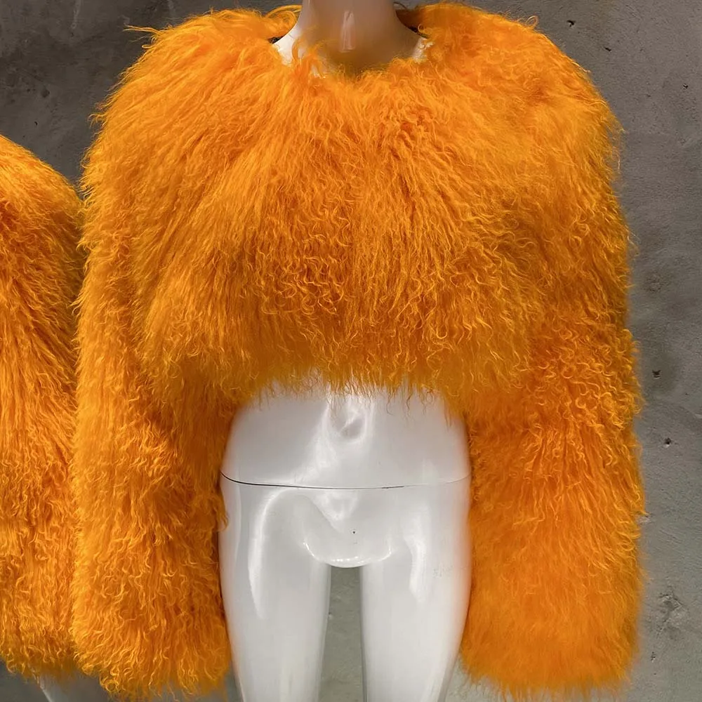 2025년 신상품 숏 양털 코트 몽골 양털 긴 소매 여성용 따뜻한 재킷