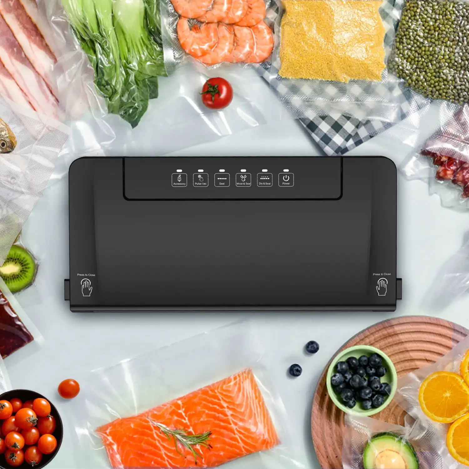 

Vacuum Sealer with Built-in Cutter and Bag Storage, 1 Vacuum Seal Roll Included , Black