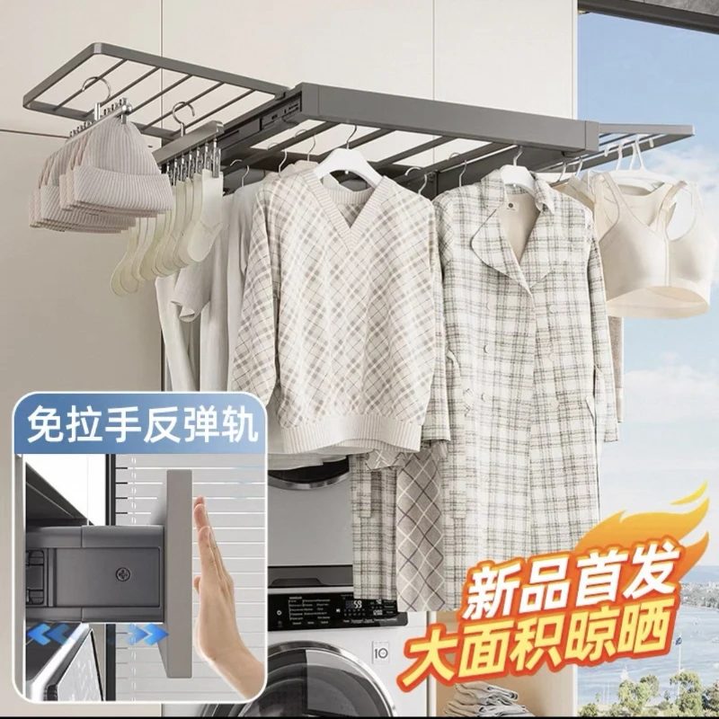 

Balcony Washing Machine Pull Hanger Dryer Telescopic Invisible Folding Hanger Rebound Shelf Slide Rail