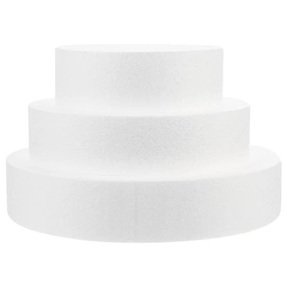 3Pcs Cake Dummy Foam White Lightweight Reusable Decorative Fake Cake DIY Wedding Party Display Practice Tool Party Supplies