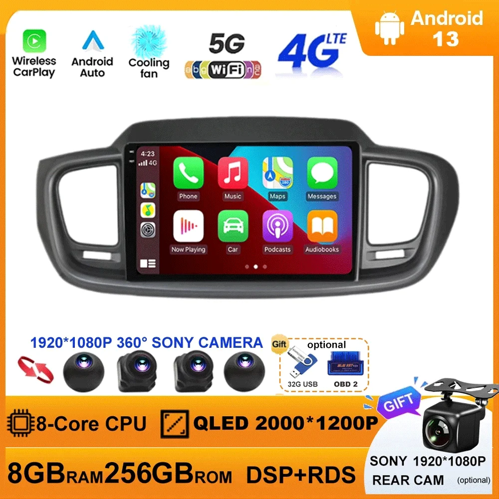 

Android13 Car Radio For Kia Sorento 3 2014 - 2017 Multimedia Video Player Navigation GPS Carplay Android Auto 5G WIFI DSP 4G LTE