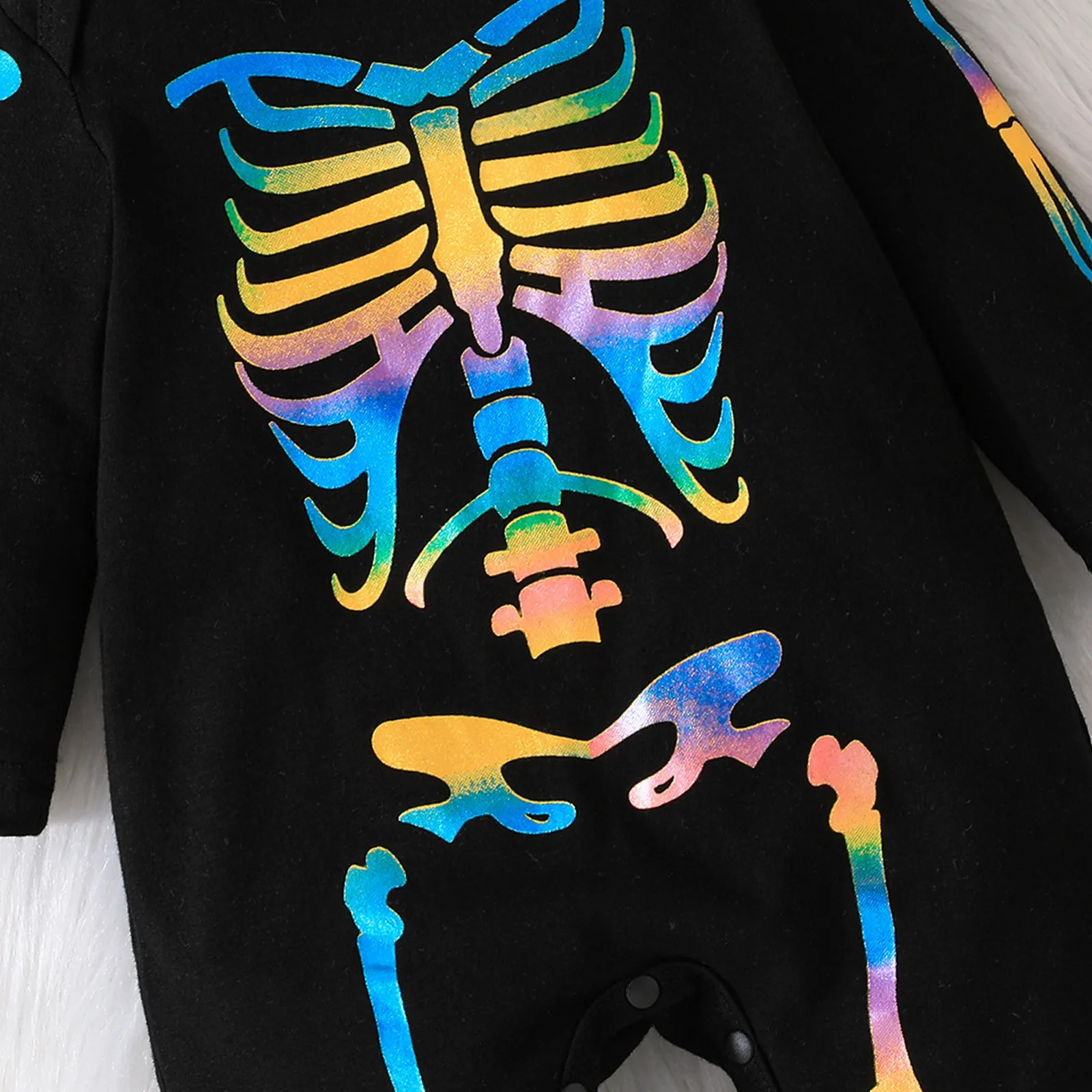 Baby Cosplay Costume Skeleton Print Long Sleeve Round Neck Romper Playsuit Infant Toddler Halloween Party Wear Fancy Dress