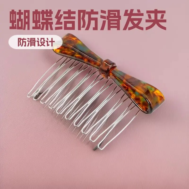 

New Anti-Slip Acetate Bow Hair Comb Bangs Side Clip