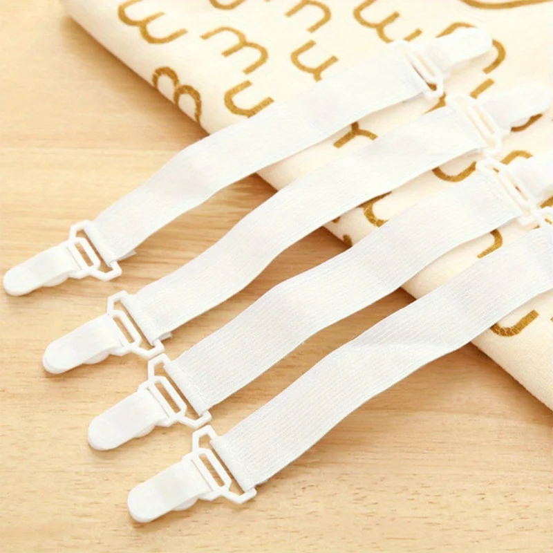 4pcs Adjustable Bed Sheet Fasteners Straps Elastic Mattress Cover Corner Holder Clip Grippers Suspender Cord Hook Loop Clasps