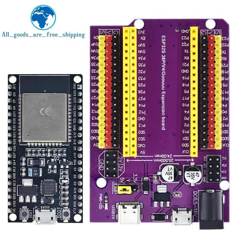 TZT ESP32 Development Board TYPE-C/MICRO USB CP2102 WiFi+Bluetooth Dual Core ESP32-DevKitC-32 ESP-WROOM-32 Expansion Board 38PIN