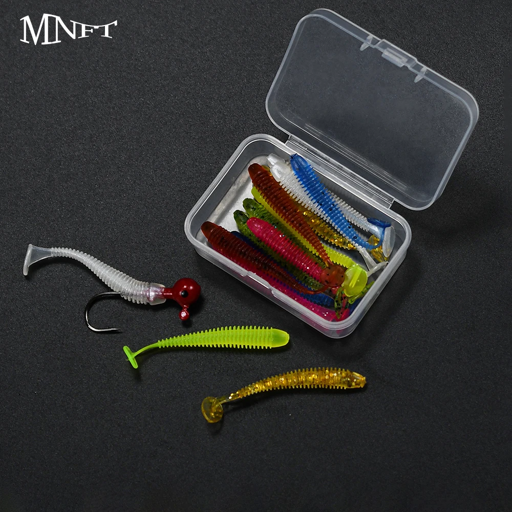18 Stück/20 Stück Silikonwürmer 5 cm 0,6 g weicher Köder Jigging Wobbler Angelköder mit Haken Set künstliche Swimbaits für Barschkarpfen