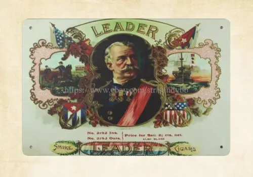 metal art wall hangings Cigar Labels Leader metal tin sign