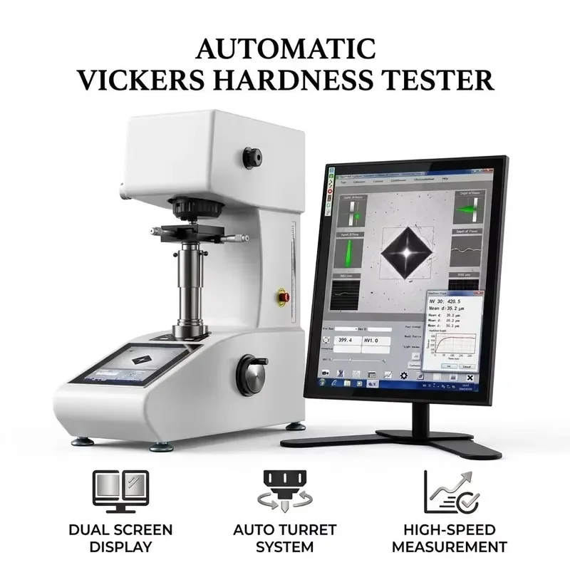 High Precision Miniature Vickers Hardness Tester 10kgf 30kgf 50kgf Optional Load Digital Display for Heat Treated Surface