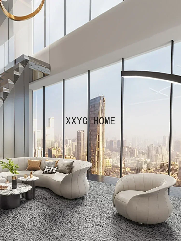 

Кожаный диван TAO Light Luxury для гостиной, современный минималистичный одноместный кожаный диван