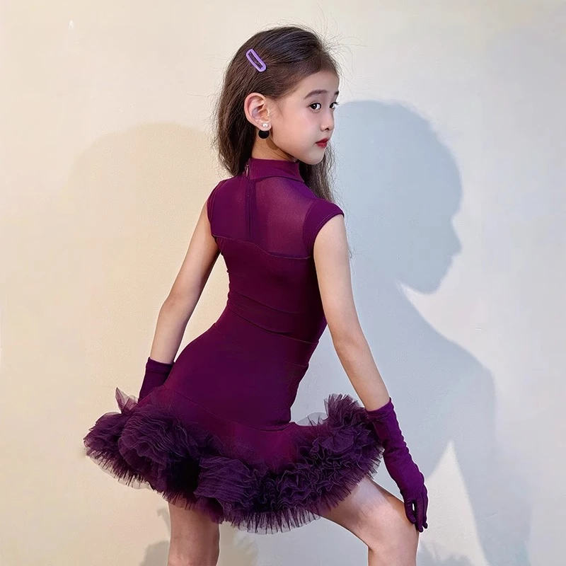 

High-quality Latin dance costumes for girls, new children's practice costumes, performance dance costumes, samba, cha-cha, rumba