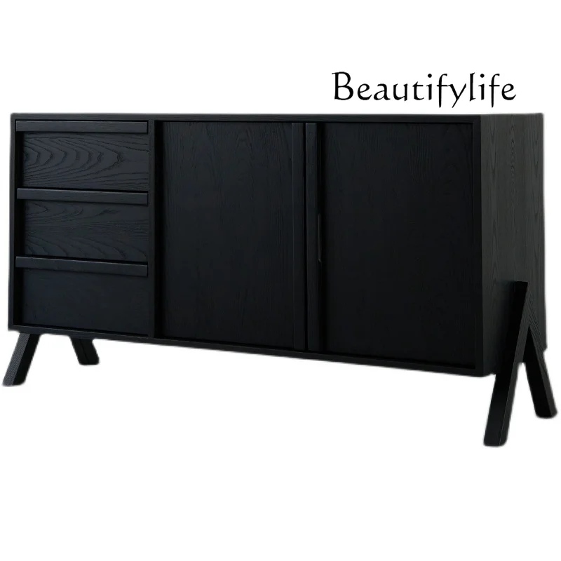 

Sili Style Solid Wood Sideboard Modern Minimalist Retro Black TV Cabinet Light Luxury Locker